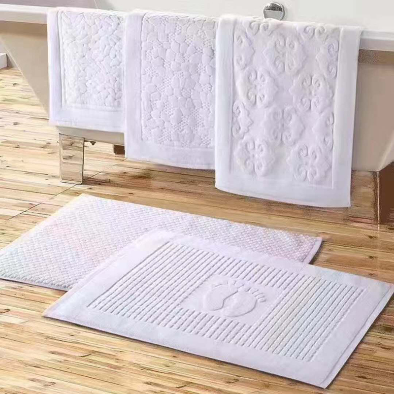 White Floor Towel 32 Thread Cotton Jacquard Thickened Floor Towel SPA  Bathroom Foot Stomping Floor Mat